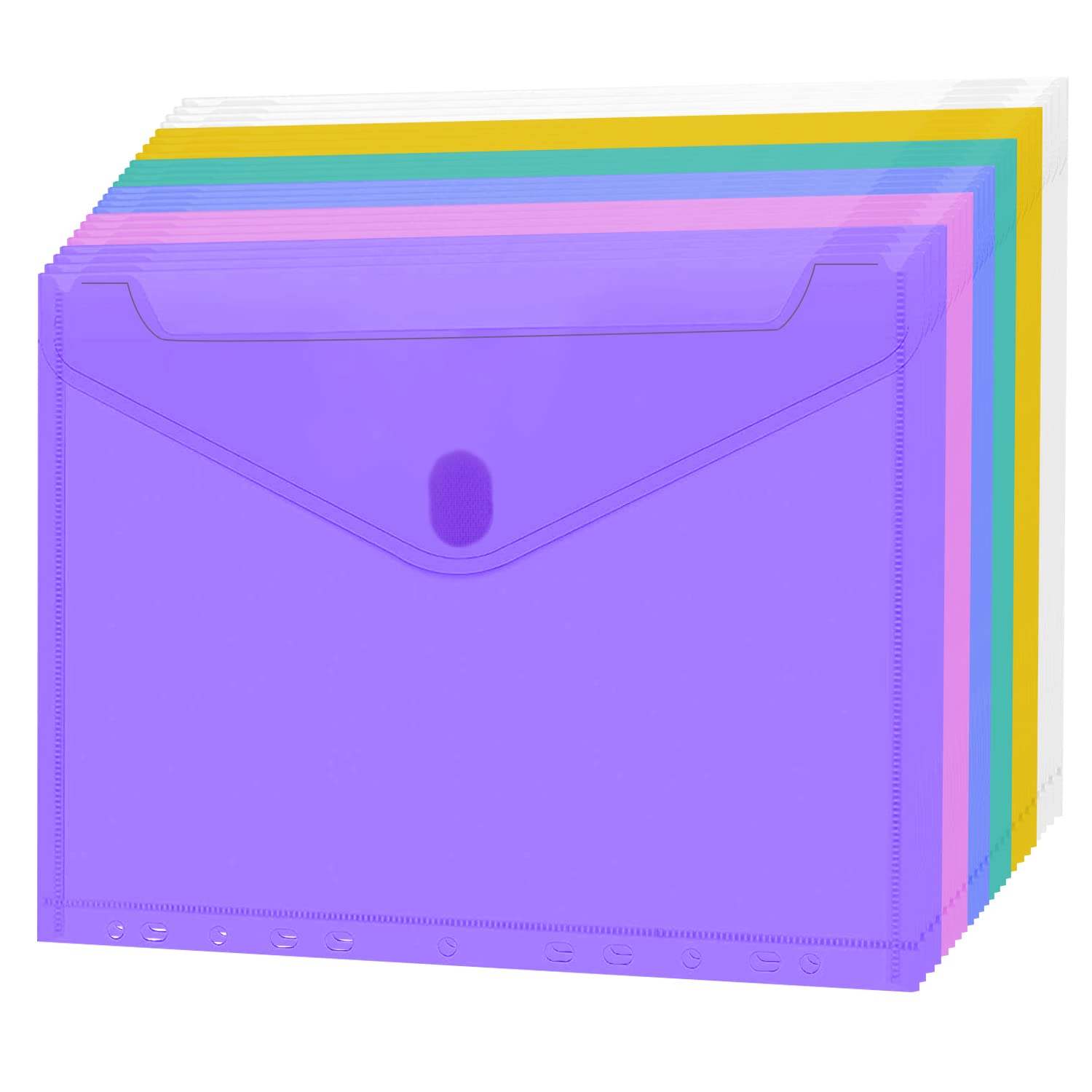 Pack of 24 Document Wallet A4 Coloured Document Folder A4 for Filing Coloured Document Wallet Waterproof A4 Velcro Document Wallet A4 Document Folder A4 Ring Binder