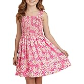 WELAKEN Girls Summer Sundress Criss Cross Back Ruffle Strap Elastic Waist Ruched Dress