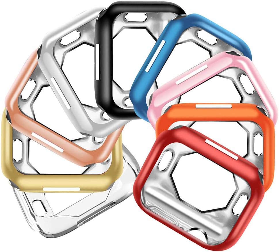 [9-Pack] Protector Case Compatible with Apple Watch Series 5 Series 4 Cover 40mm, Fashion Ultra Thin Plated TPU Flexible Protective Bumper Shell Accessories (9 Colors, 40mm)
