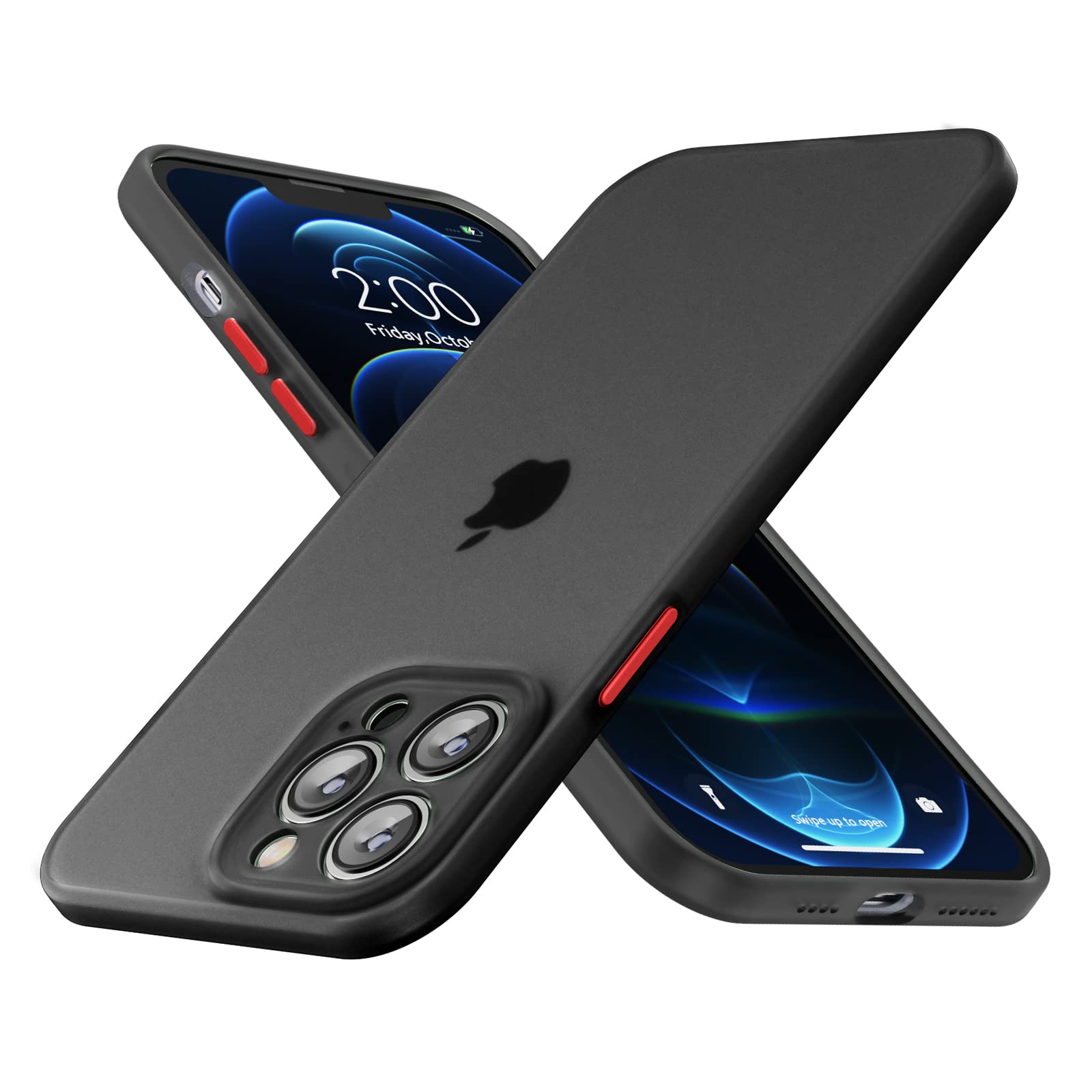 Inbeage Translucent Liquid Silicone Case for iPhone 13 Pro Max,Silky Touch Grip,Full Body and Camera Protection,Scratch Resistant Slim Cover with Contrast Button,6.7" 2021 (Black)