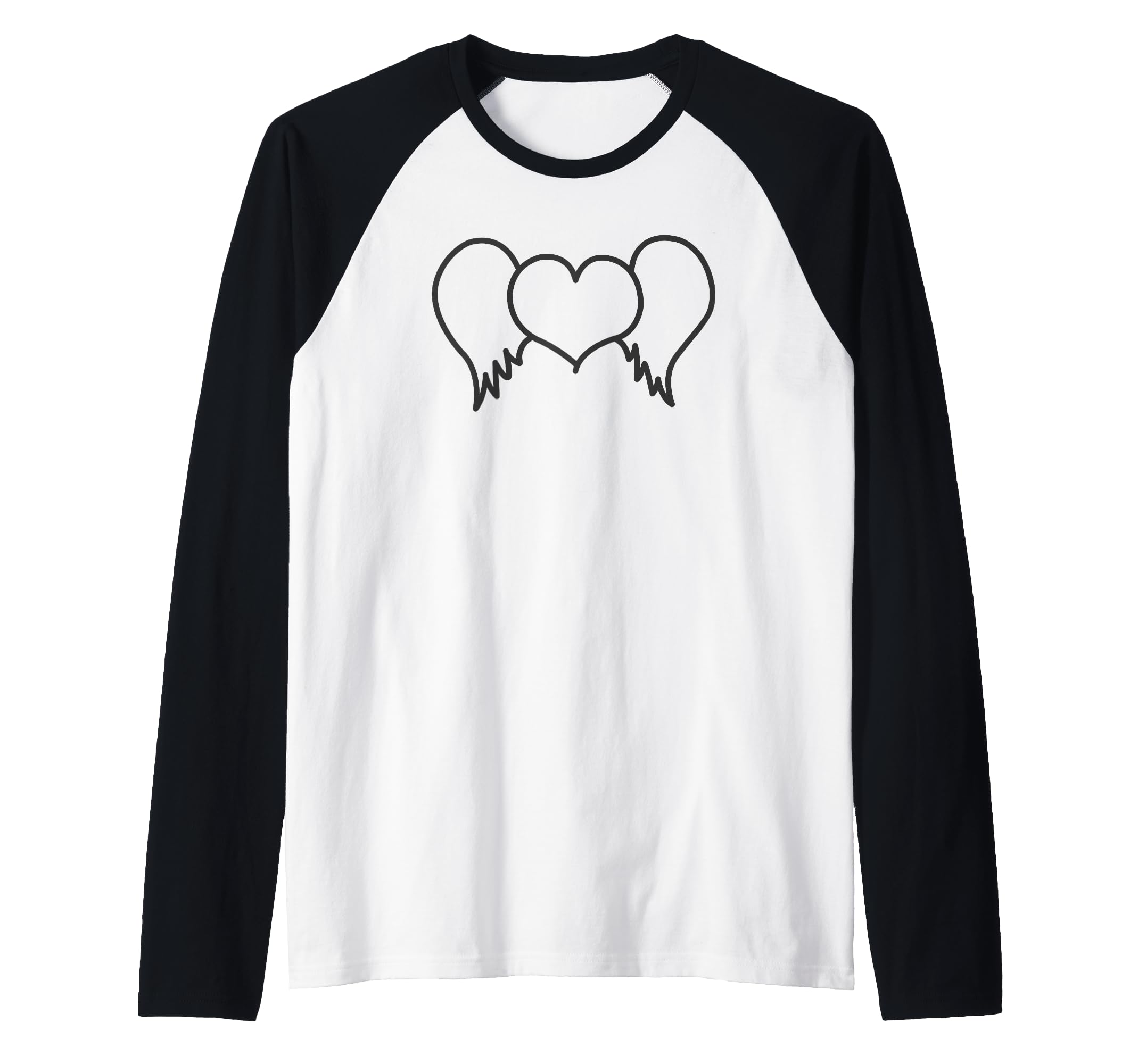 Simple Line Winged Heart Raglan Baseball Tee