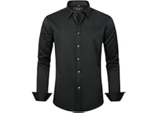 J.Ver Men's Dress Shirts Solid Long Sleeve Stretch Wrinkle-Free Formal Shirt Business Casual Button Down Shirts