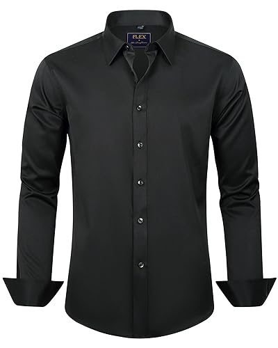 Men's Dress Shirts Solid Long Sleeve Stretch Wrinkle-Free