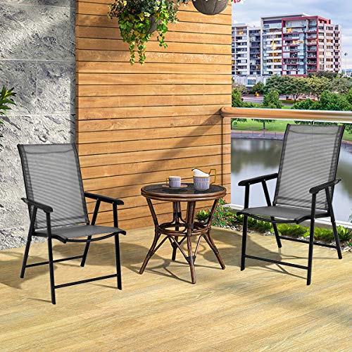 Giantex Set of 2 Patio Dining Chairs, Outdoor Chairs, Portable Folding
