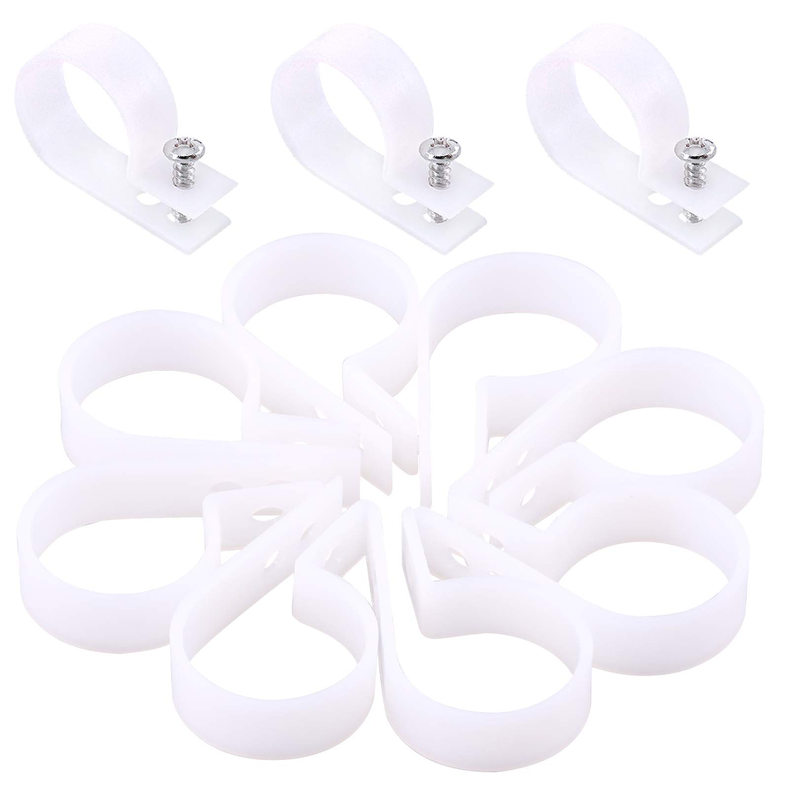 Hilitchi 60Pcs Plastic Cable Clamp R Type Screw Mounting Cord Fastener Cable Clips with Screws for Wire Management Cable Conduit (1inch, White)