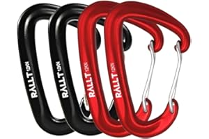 Rallt Carabiners 12kN- Heavy Duty Carabiner Clip for Hiking, Hammock, Backpacking- Lightweight, No Rust Aluminum Camping Accessories
