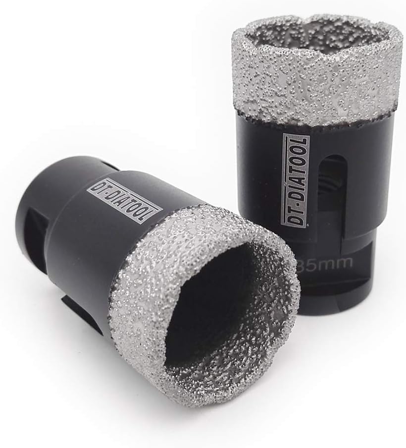 DT-DIATOOL Diamond Drill Bit 2PCS 35mm Hole Saw for Dry Drilling Tile Porcelain Marble Ceramic Granite, Black