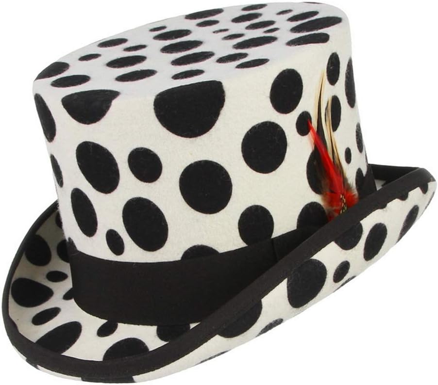 Outdoor accessories Wool Feather Hat Cow Print Cylinder Top Hat Ladies