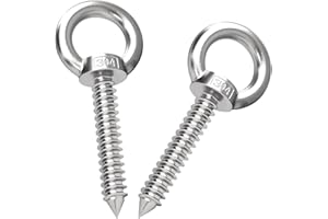 KIBBEH 4-Inch M10 Heavy Duty Eye Hooks, 304 Stainless Steel Self Tapping Eyelet Screw – 700LBS Load Capacity for Secure Hammock, Swing Chair, & Yoga Use (2 Pack)