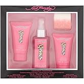 Ed Hardy 4 Pieces Gift Set for Women, (3.4 Ounce Body Mist + 1.7 Ounce Body Lotion + 1.7 Ounce Body Wash + 2.65 Ounce Shower Steamer)