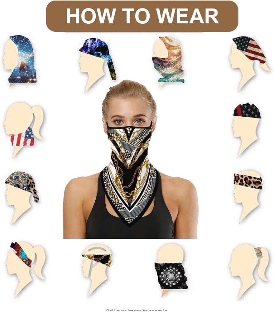3 Pcs Bandana Face Covering Mask for Women - Leopard Ear Loops Neck Gaiters for Dust Wind Motorcycle Cycling Face Scarf at  Men’s Clothing store