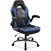 DUMOS Gaming Chair, Lumbar Support Big and Tall Computer Chair | PU Leather, Flip-up Armrest, Swivel Wheels, Lumbar Support, Video Game, Height Adjustable