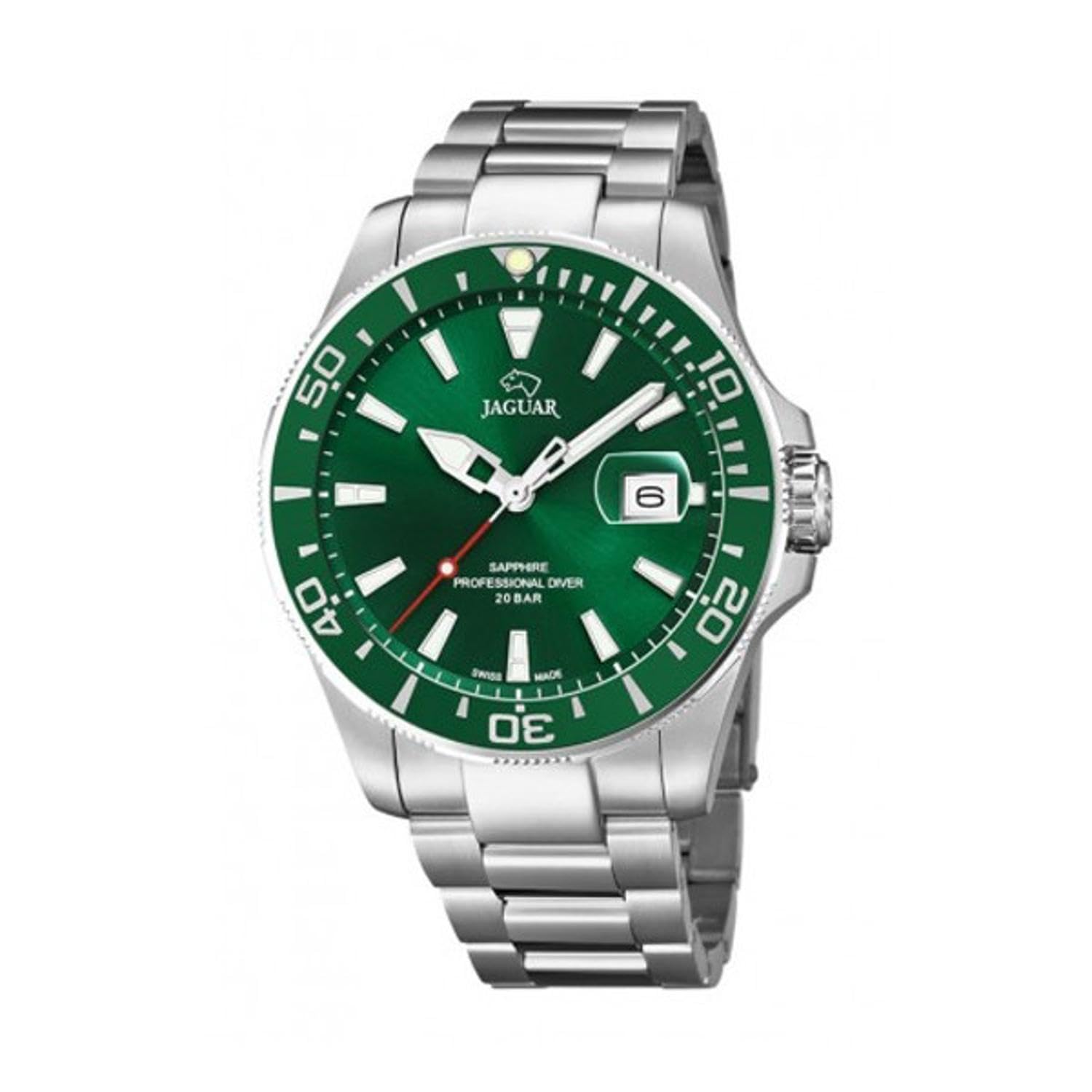 JAGUAR - Unisex Adult Watch Model J860 / B from the Executive Collection, 43.5 mm Green case with Steel Strap for Men - J860/B