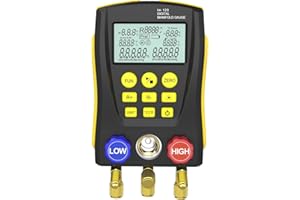 AUTOOL QPKING Refrigeration Digital Manifold Gauge Meter HVAC Vacuum Pressure Temperature Tester Leakage Test LM120 Digital Manifold Pressure Tester with 3 Hoses Built-in 89 Database1