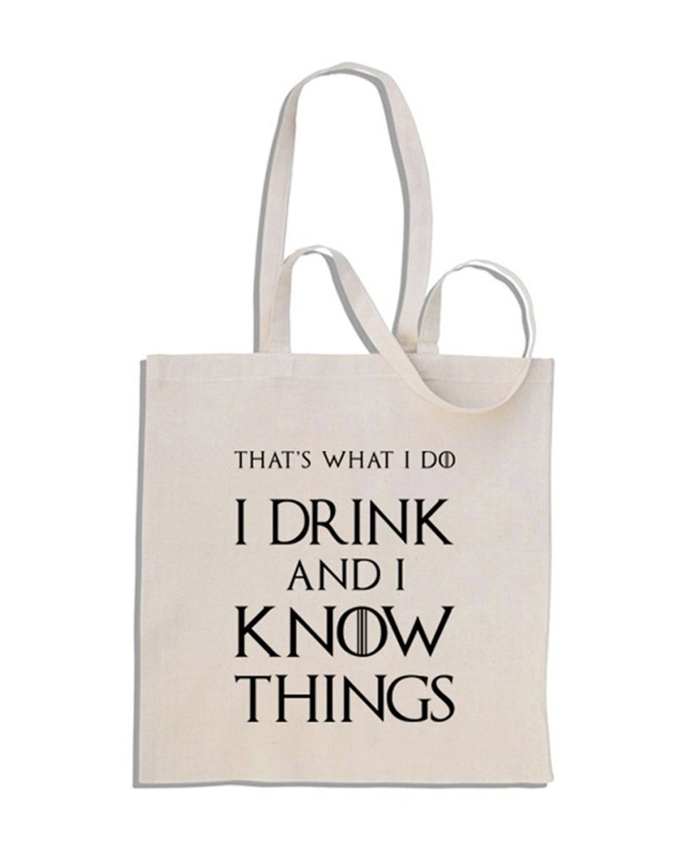 mug-tastic I Drink and I Know Things (That's What I Do) - Funny Cotton Shopper Tote Bag