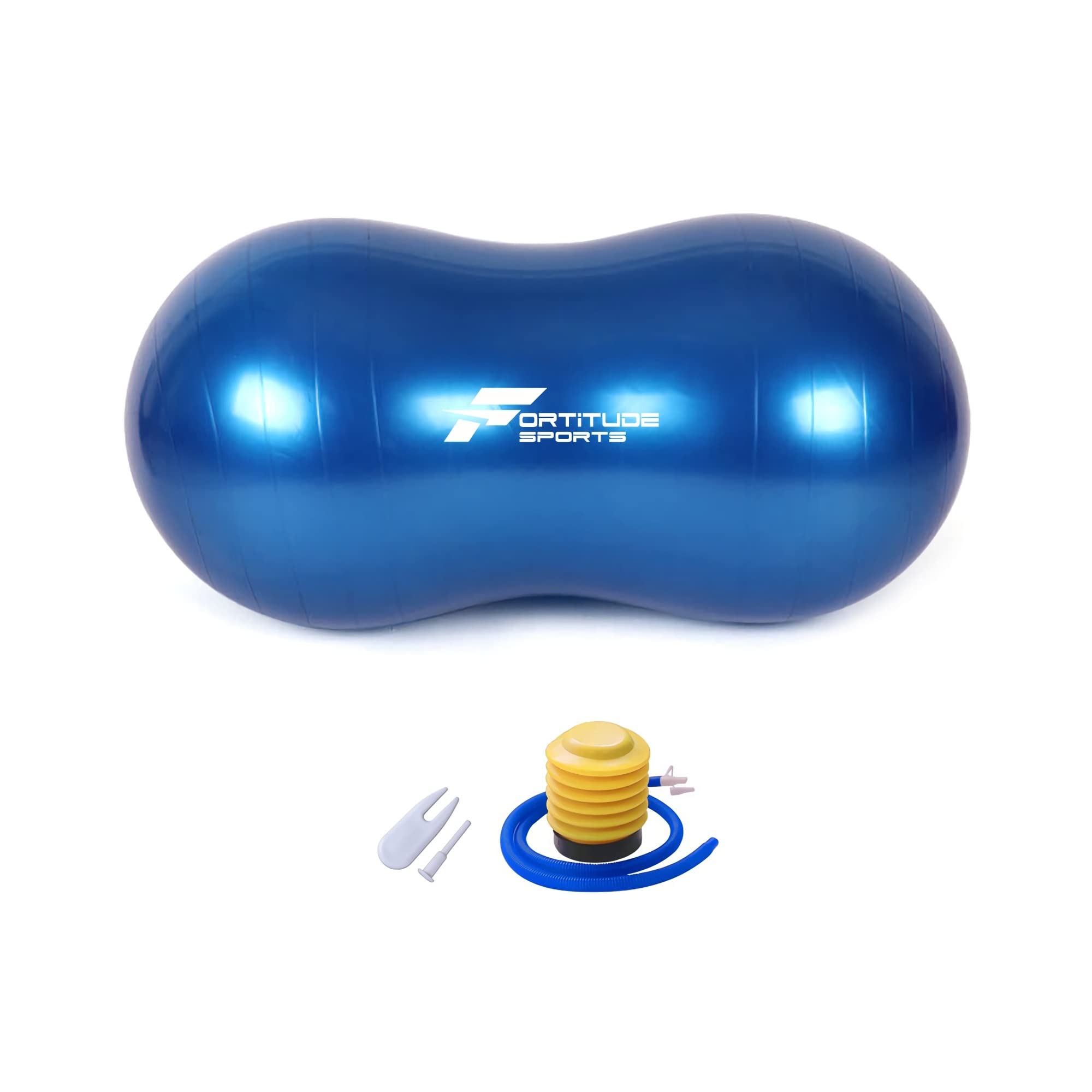 Fortitude Sports Peanut Ball 45 cm x 90 cm - Peanut Exercise Ball for Yoga, Fitness and Physiotherapy, Peanut Balance Ball Anti-Burst (Blue)