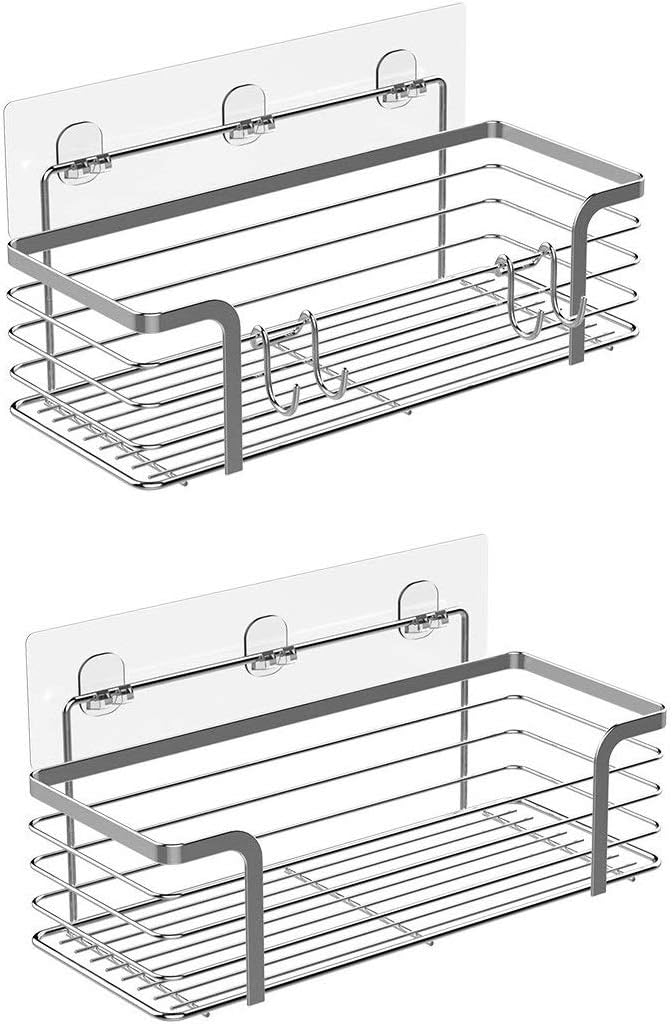 TESOT Adhesive Shower Caddy Basket Shelf - for Shower, Bathroom Rust Proof 304 Stainless Steel, Adhesive No Drilling