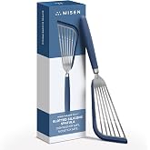 Misen Fish Silicone Spatula - Slotted Turner for Cooking - Perfect for Frying - Heat Resistant - Dishwasher Safe -1mm Thick Flexible Flipper - Soft Silicone Grip Handle for Easy Use