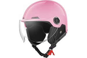 HELMELKIN Motorcycle Helmet DOT Certified, German Style Half Helmet Electric Bike Scooter with Windshield Glasses Cool Retro Helmet for Men and Women