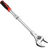 MAXPOWER Extendable Adjustable Wrench, Retractable Extension Shank 13.8" to 19.7", Soft Grip Handle