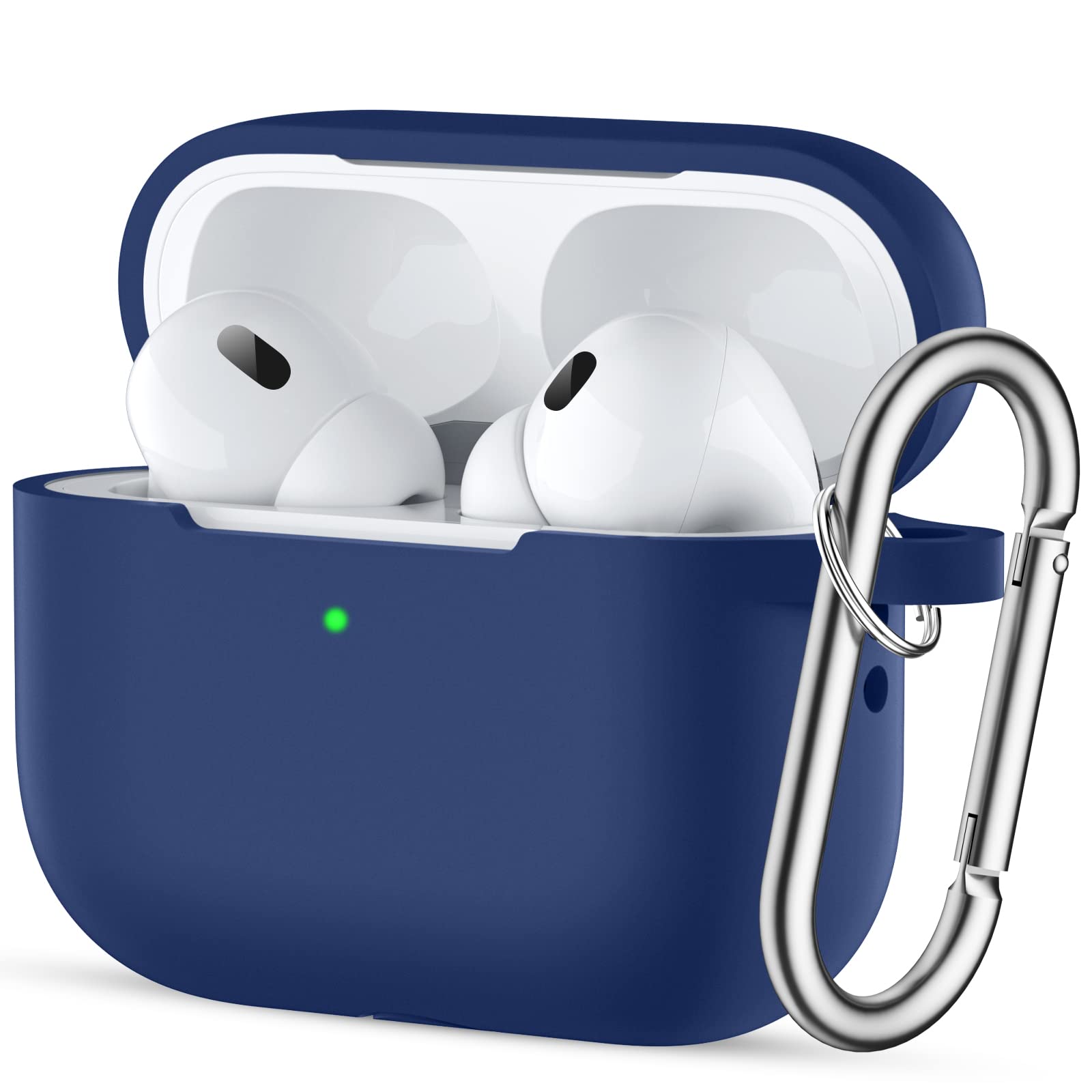 Easuny for AirPods Pro 2nd/1st Generation Case(2022/2019) - Full Body Protective Cover Compatible with New Apple AirPods Pro 2, Shockproof Silicone Case with Carabiner [Front LED Visible], NavyBlue