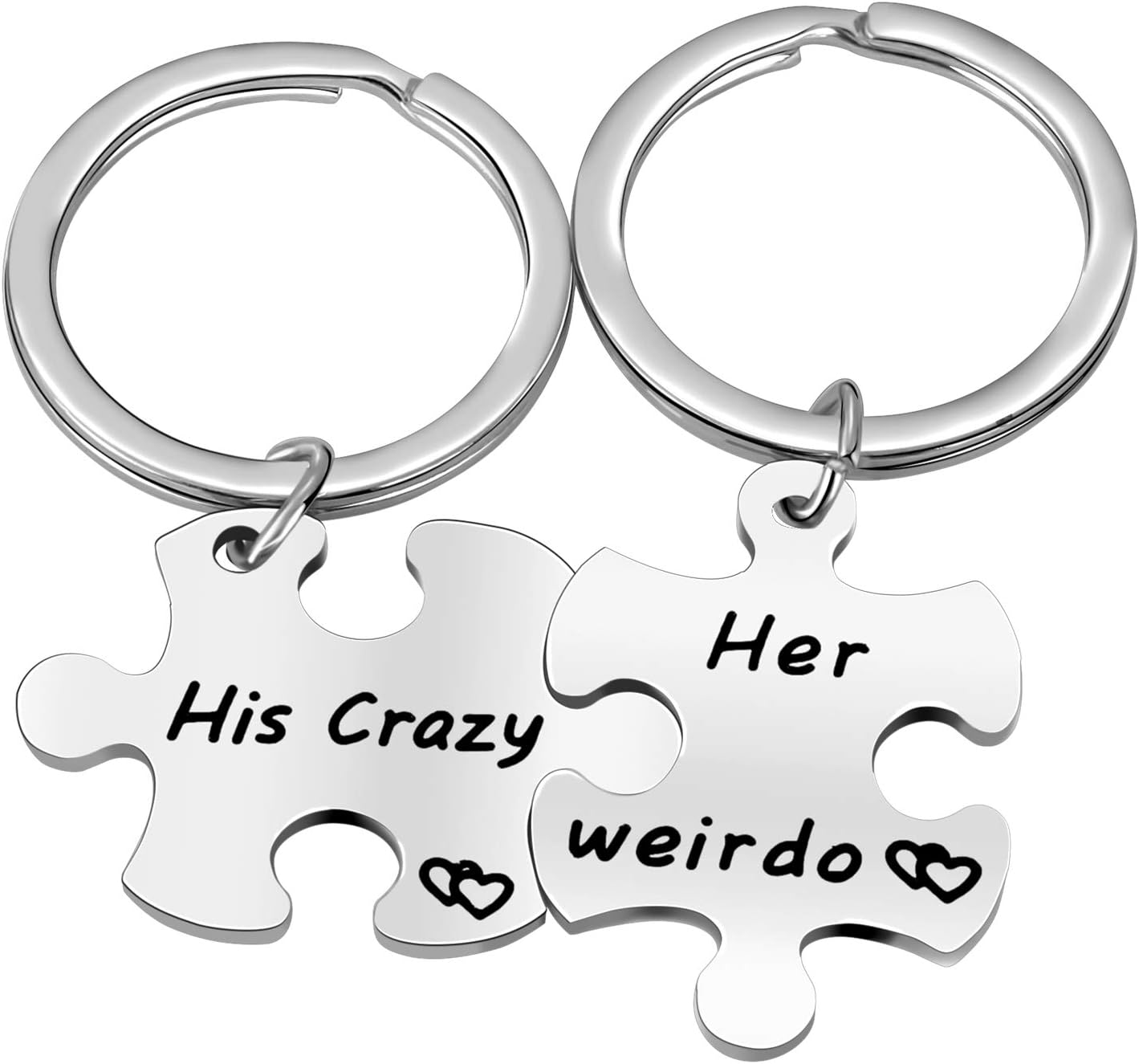 Nimteve His and Hers keyrings Gift for Husband From Wife Gifts Girlfriend Boyfriend Gifts Couple Keyring for Men Women Her weirdo His crazy Matching Couples Keychains Jewellery Set