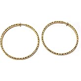 Clip-on Earrings Dia Cut Hoop Gold Or Silver Tone 1 inch Hoops Hypo-Allergenic (gold)