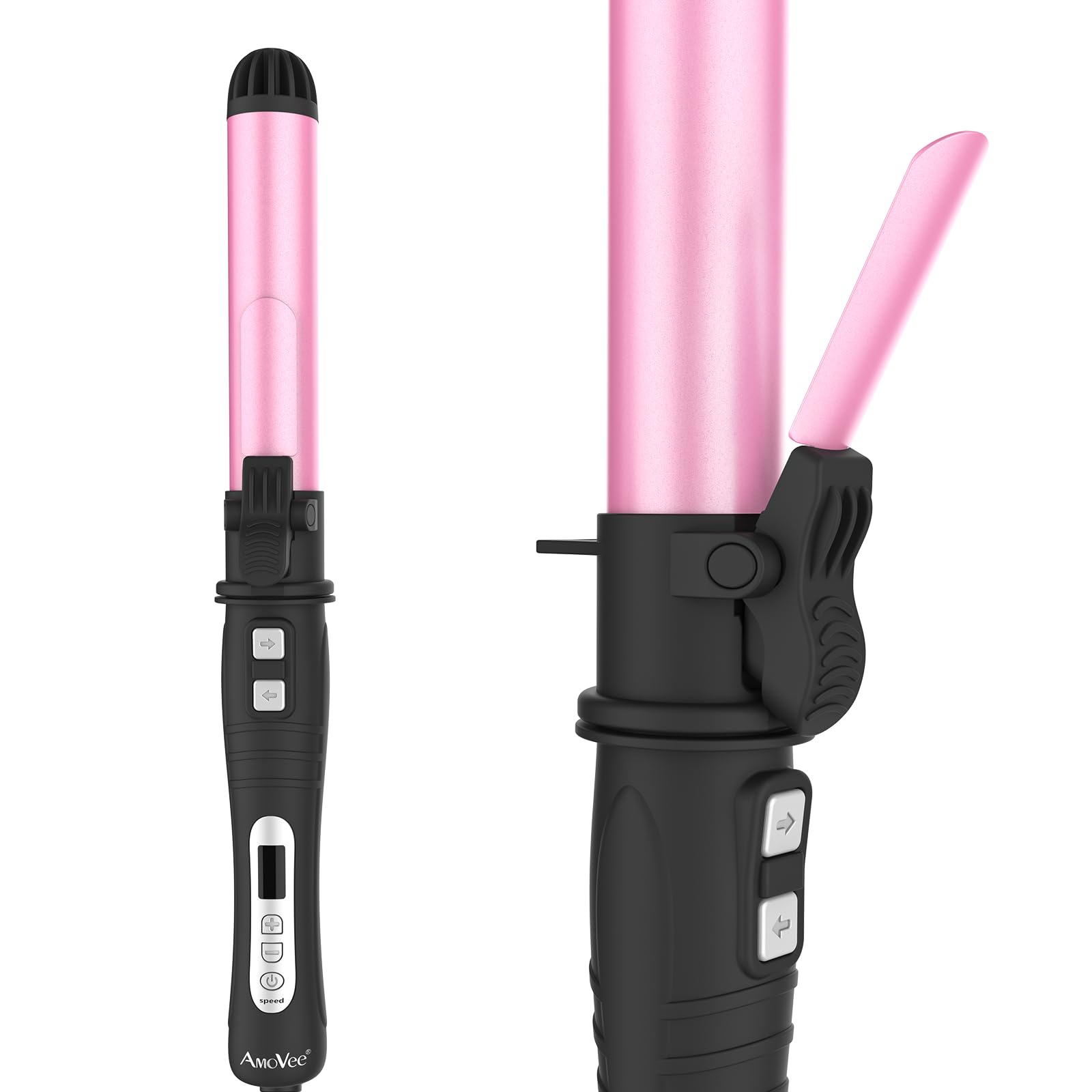 AmoVee Rotating Curling Iron, 1.25 Inch Auto Ceramic Curling Iron, Adjustable Temps 180 °F to 410 °F, Dual Voltage, A Valentines Day Gifts for Her
