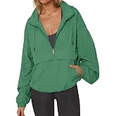 Fisoew Womens Windbreaker Lightweight Jackets Hooded Quarter Zip Pullover | Half Zip, Windproof, Waterproof, Rain Coats, Hiking, Casual, Outdoor, Pockets, Fall, 2026