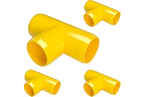 FORMUFIT 1" Tee Furniture Grade PVC Fitting in Yellow, Made in USA, UV-Resistant, Impact-Proof, 1.315” Actual Socket Diameter (Pack of 4) - F001TEE-YE-4