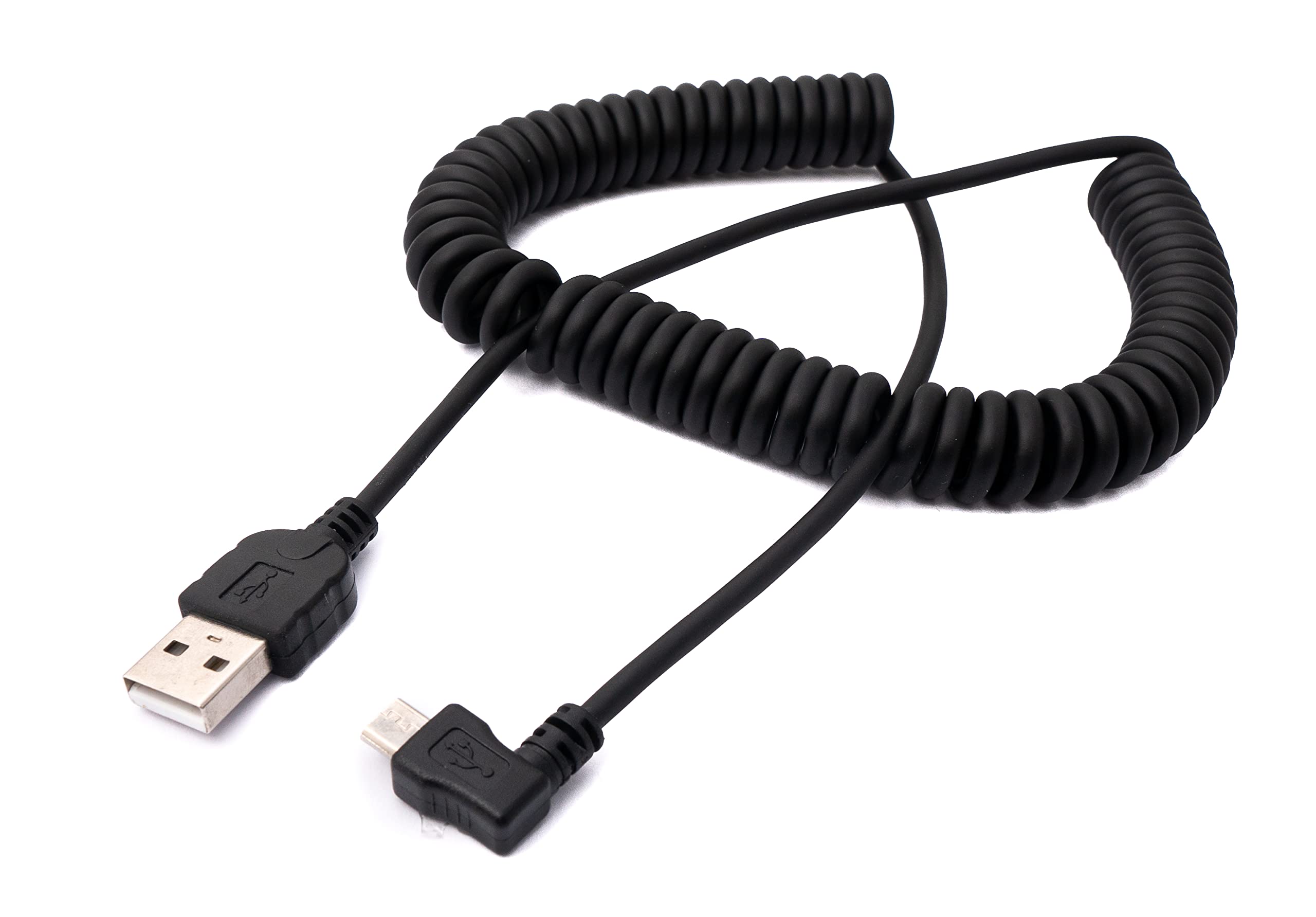 System-S USB 2.0 Cable 200 cm Type A Male to Micro B Male Spiral Angle in Black