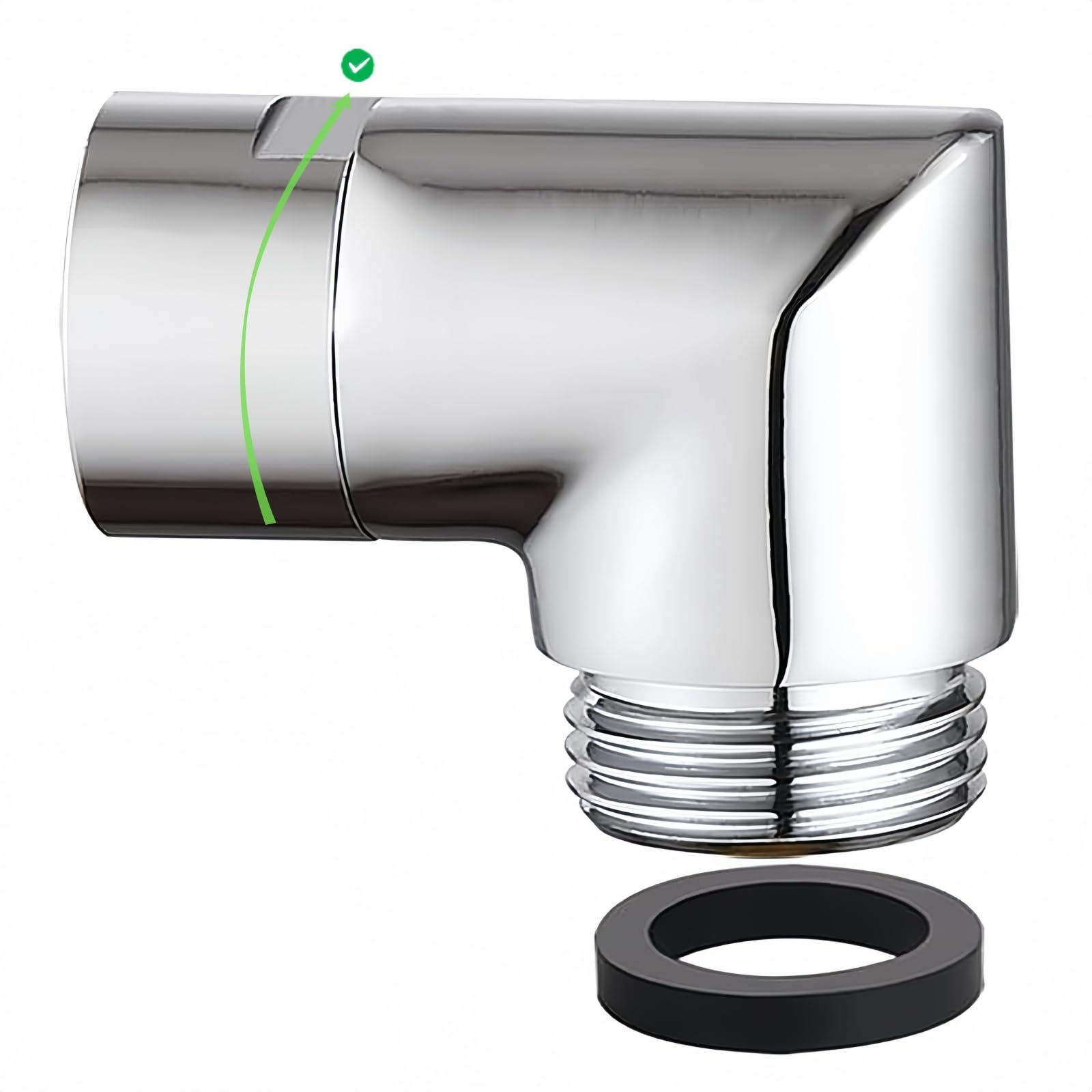 Shower Head Adapter,Solid Brass 135 Degree Shower Elbow Adapter,G1/2" Shower Head Extension Arm Connector (Chrome) (spinable&90°)