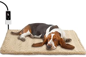 Waterproof Pet Heating Pad for Dogs & Cats - Adjustable Temperature Control with Timer, Auto Shut-Off & Chew-Resistant Cord -