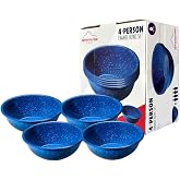 Enamelware for Camping and Backpacking - Enamel Cookware Gear Essentials for Camping and Backpacking (Made by Caddis Sports) (6 Inch Bowl (4 Pack))