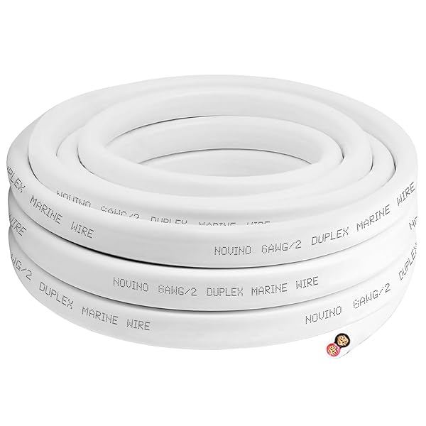 6 GAUGE MARINE WIRE DUPLEX MARINE GRADE WIRE,6 AWG 50FT TINNED COPPER BOAT ELECTRICAL CABLE FOR BOAT/AUTOMOTIVE/RV/CAMPER OUTDOOR USE
