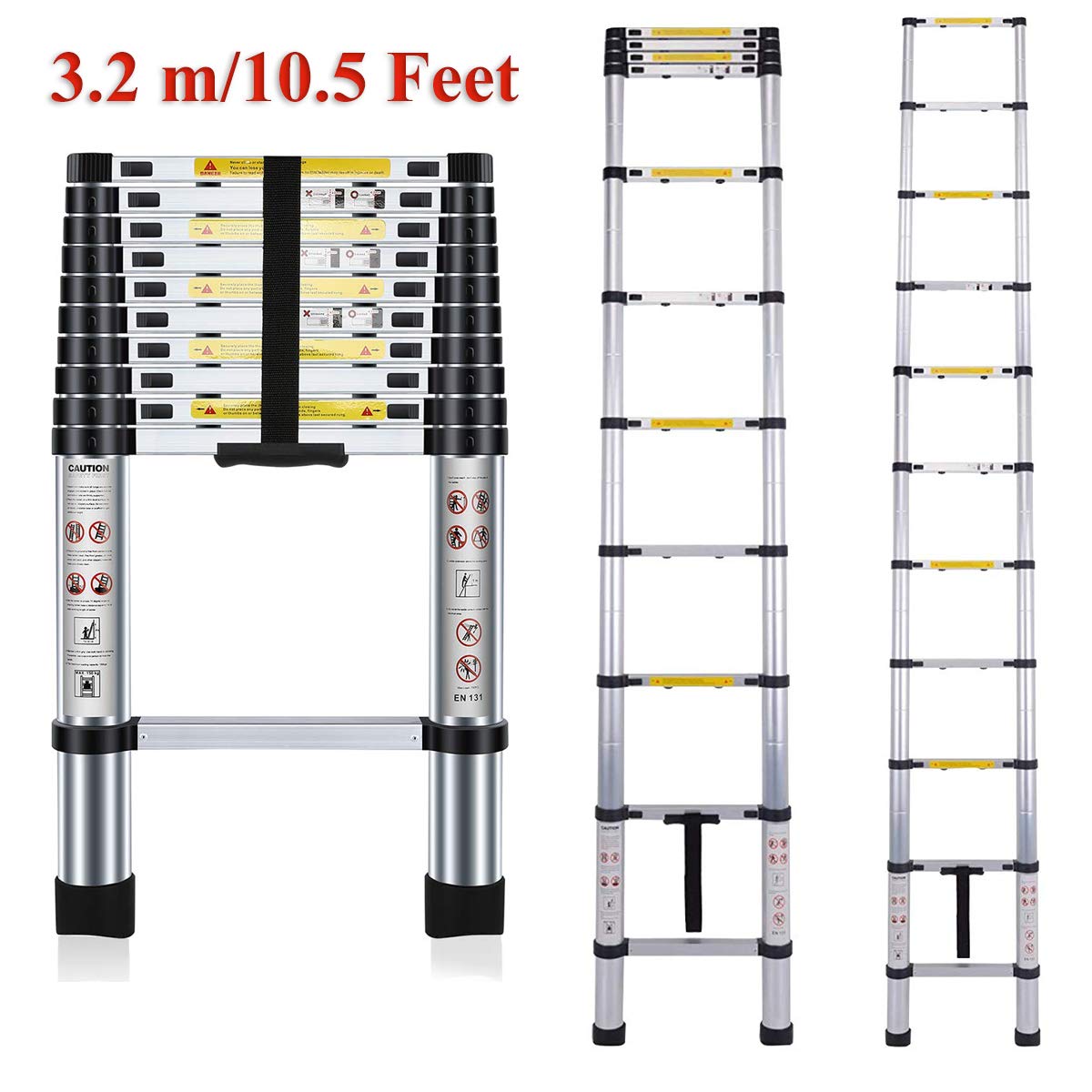 Plantex Telescoping Aluminium Extension Portable Foldable Ladder with