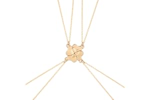 DIIOOMIEEU 4 Piece Four Leaf Stitching Necklace Magnet Stone Friendship Heart Pendant Chain Choker Necklace Jewelry
