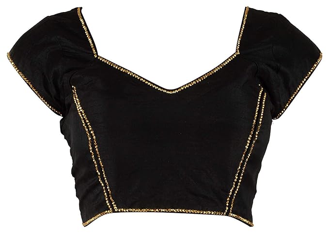 Women's Silk Fabric and Handwork Readymade Designer Blouse black