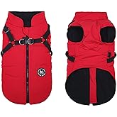 Norbi Dog Winter Jacket with Built-in Harness, Waterproof Windproof Cold Weather Coat for Small Medium Large Dogs, Warm Puffer Vest for Small Dogs Like Chihuahua, Dachshund, Yorkie(Red, M)