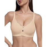 Vinfact Scalloped Womens Wireless No Underwire Bras Push Up Supportive Tshirt Seamless Comfortable Full Coverage Bralettes