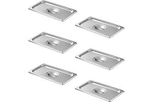 Aplancee Hotel Pan Lids 6 Pack– Fits 1/4 Size Stainless Steel Steam Table Pans, Anti-Jam Food Pan Cover for Catering, Buffet Use, Kitchen Prep, Dishwasher Safe