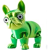 QINGMIAO 3D Printed Dog, Articulated French Bulldog Toys for Adult, 3D Print Animals Fidget Toys Decor for Stress Relief, 3D Printing Cute Desktop Pet (Grass Green)