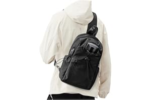 SEAFEW Black Sling Crossbody Bag for Men Women, Tactical Backpack Shoulder Daypack Mini Anti-Theft Motorcycle Chest Bags, Small One Strap Backpack for Casual Travel Hiking Outdoor Sports