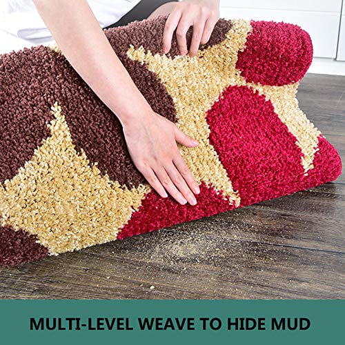 Chaseyoung Indoor Doormat Front Door Rug 36"x24" Burgundy Absorbent Machine Washable Inside Door