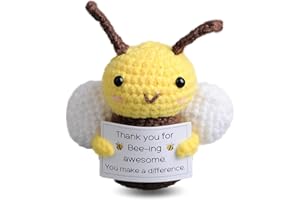 SHUAISHIDAI Cute Funny Crochet Bee Dolls and Creative Flying Design Knitted Mini Bee Animals with Emotional Support Cards for and Home Decor,Birthday Gift,Christmas,Kids and Party Gifts(1PCS)