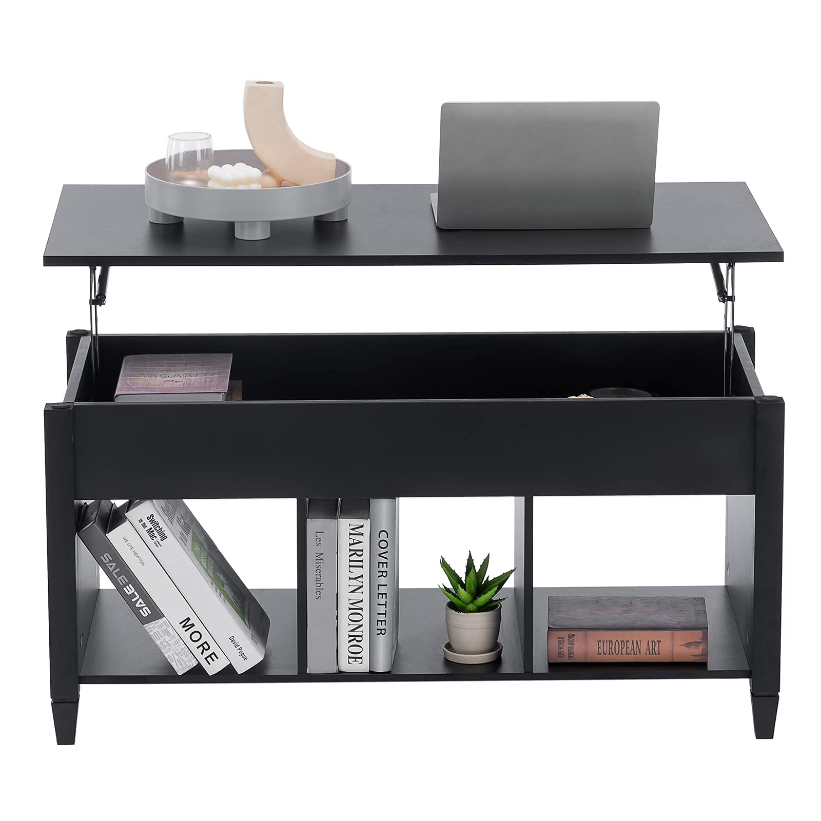 VINGLI Lift Top Coffee Table, Lift Up Coffee Table with Storage Shelf