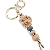 MyfavoriteK Coffee Cup Silicone Beads Keychain for Women and Men Cute Key Chain Holder for Car Keys Purse Backpack Charm