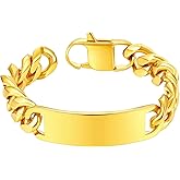 ChainsProMax Personalized Name Men's ID Bracelets, Custom Identification-Bracelet, Stainless Steel/Gold Plated, Send Gift Box