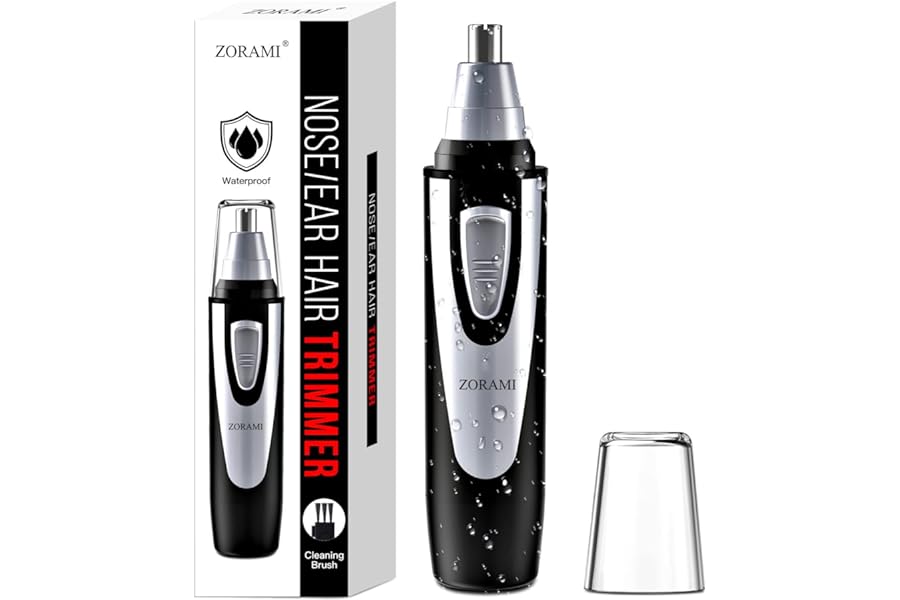 Ear and Nose Hair Trimmer Clipper - 2026 Professional Painless Eyebrow & Facial Hair Trimmer for Men Women,Battery-Operated Trimmer with IPX7 Waterproof,Dual Edge Blades for Easy Cleansing Black