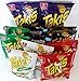 TAKIS 12 PACK, 2 TAKIS FUEGO 9.9OZ, 2 TAKIS FAJITAS 4OZ, 2 TAKIS NITRO 4OZ, 2 TAKIS GUACAMOLE 4OZ, 2 CHURRITOS STIX FUEGO 4OZ, AND 2 LIMITED EDITION 4OZ (12 BAGS INCLUDED)